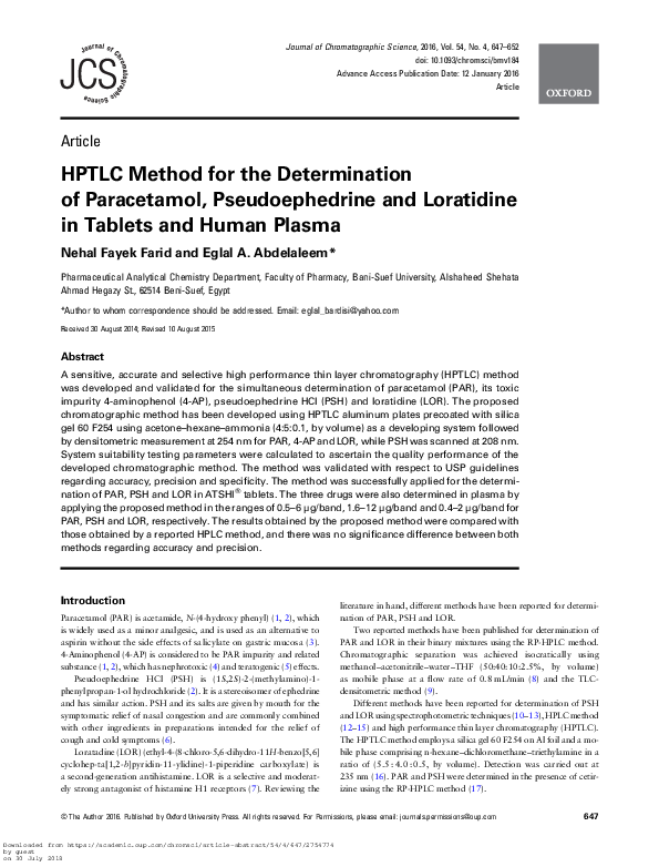 (PDF) HPTLC Method for the Determination of Paracetamol ...