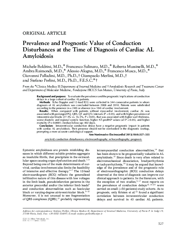 (PDF) Prevalence and Prognostic Value of Conduction Disturbances at the ...