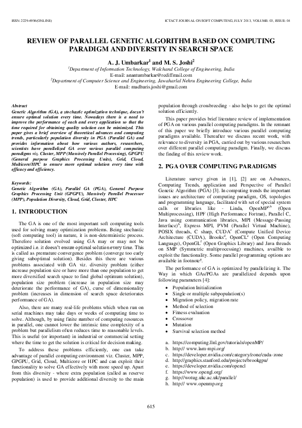 (PDF) Review of Parallel Genetic Algorithm Based on Computing Paradigm ...