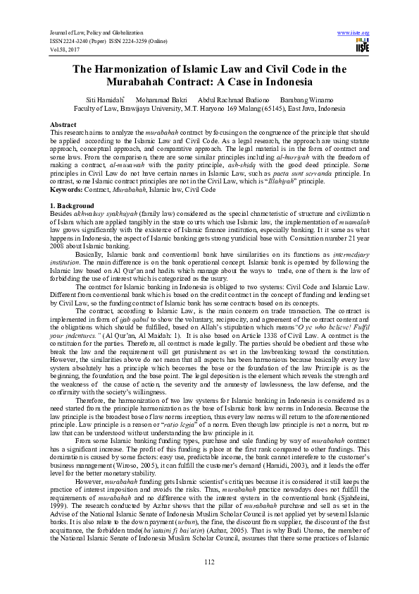 (PDF) The Harmonization of Islamic Law and Civil Code in the Murabahah ...