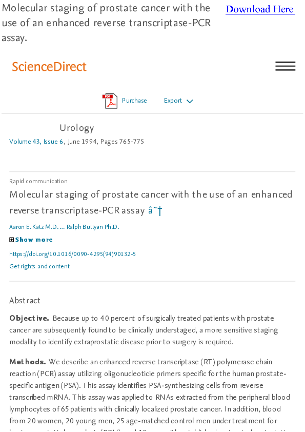 (PDF) Molecular staging of prostate cancer with the use of an enhanced ...