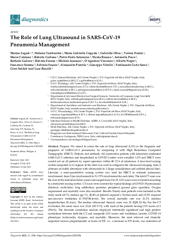 (PDF) The Role of Lung Ultrasound in SARS-CoV-19 Pneumonia Management