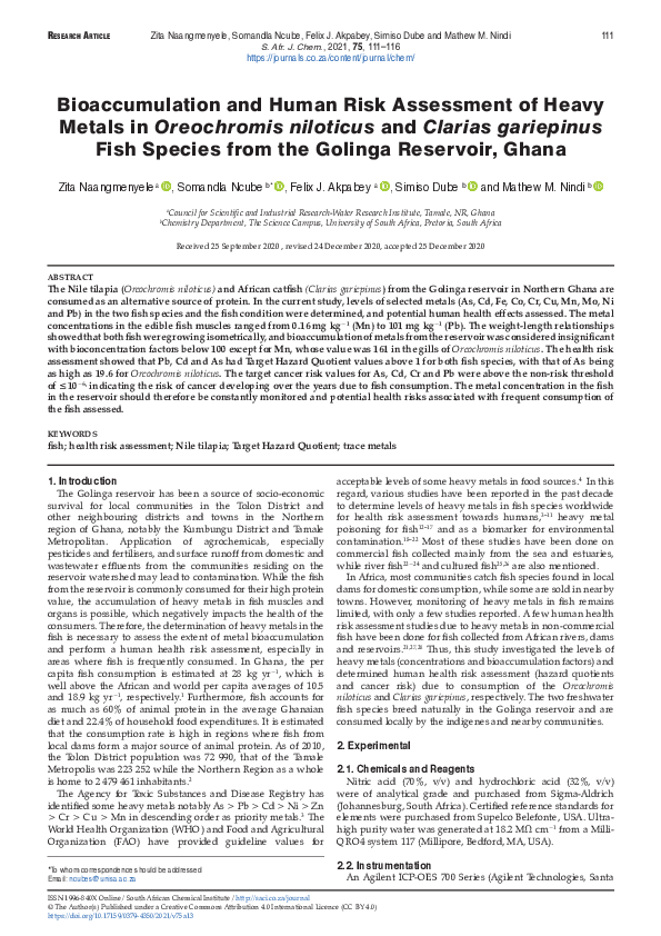 (PDF) Bioaccumulation and Human Risk Assessment of Heavy Metals in ...