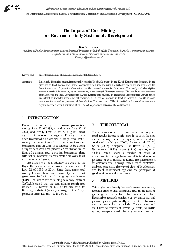 (PDF) The Impact of Coal Mining On Environmentally Sustainable Development