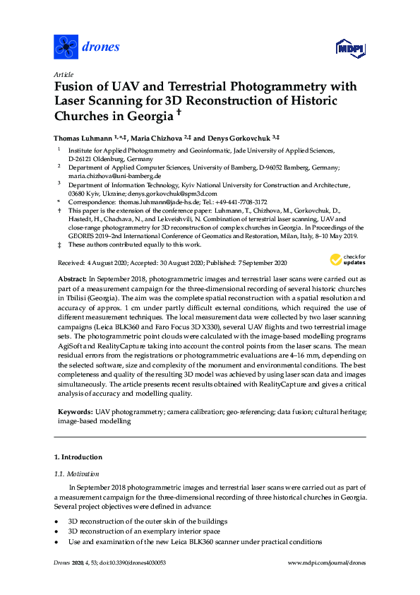 (PDF) Fusion of UAV and Terrestrial Photogrammetry with Laser Scanning ...