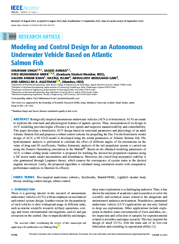 (PDF) Modeling and Control Design for an Autonomous Underwater Vehicle ...