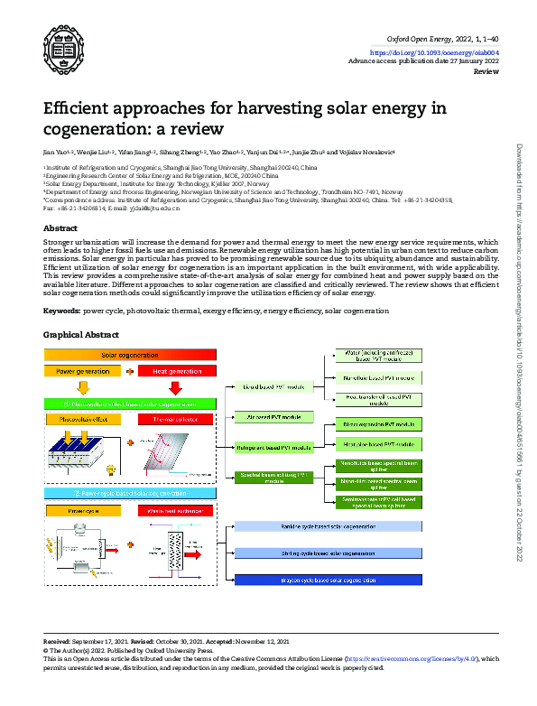(PDF) Efficient approaches for harvesting solar energy in cogeneration ...