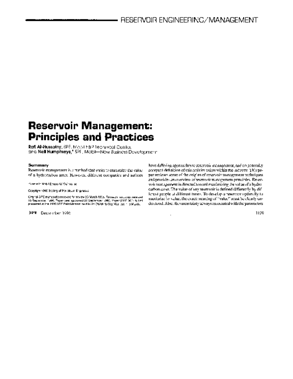 (PDF) Reservoir Management Principles and Practices 21Md. Al Rafi