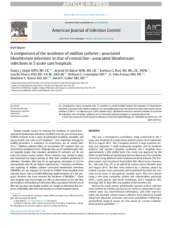 (PDF) A comparison of the incidence of midline catheter–associated ...