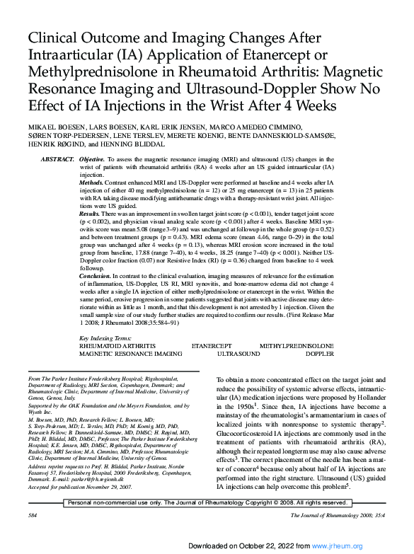 (PDF) Clinical outcome and imaging changes after intraarticular (IA ...