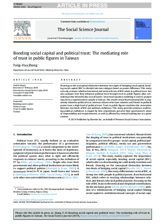 (PDF) Bonding social capital and political trust: The mediating role of ...