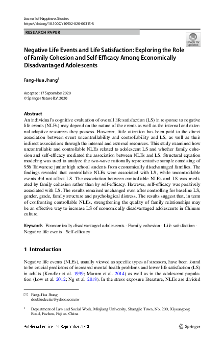 (PDF) Negative Life Events and Life Satisfaction: Exploring the Role of ...