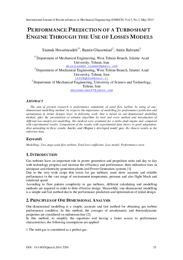 (PDF) Performance Prediction of a Turboshaft Engine through the use of ...