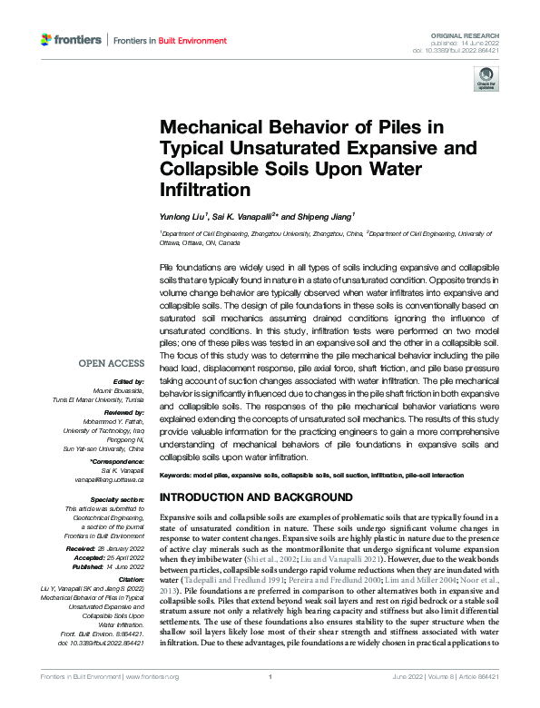 (PDF) Mechanical Behavior of Piles in Typical Unsaturated Expansive and ...
