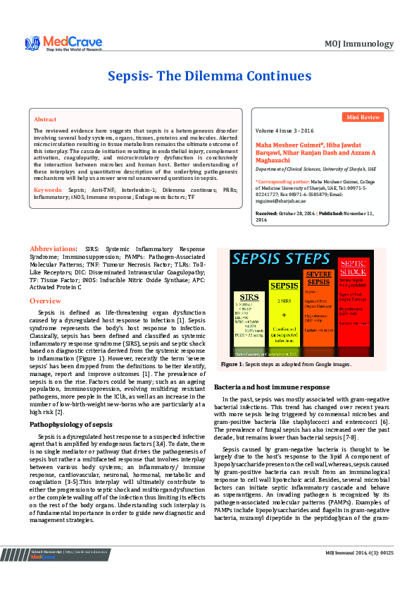 (PDF) Sepsis- The Dilemma Continues