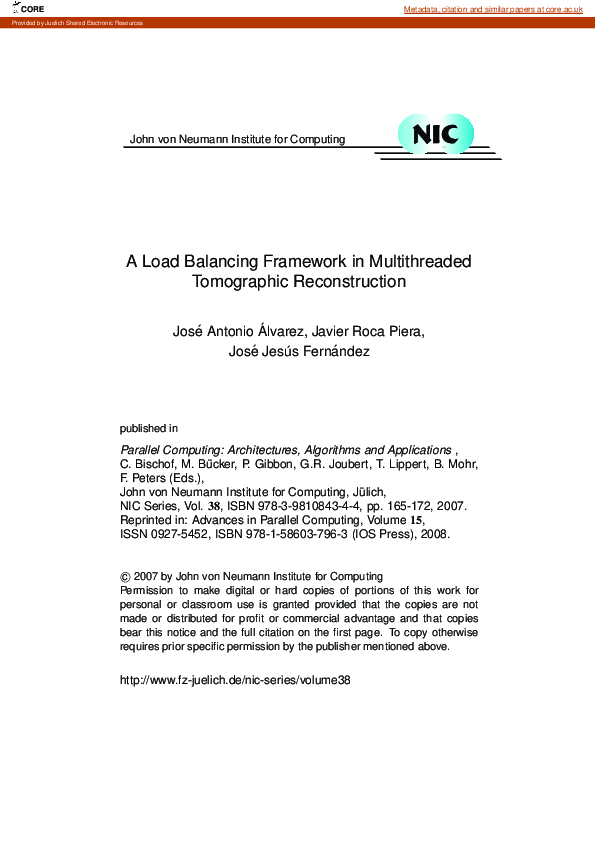 (PDF) A Load Balancing Framework in Multithreaded Tomographic ...