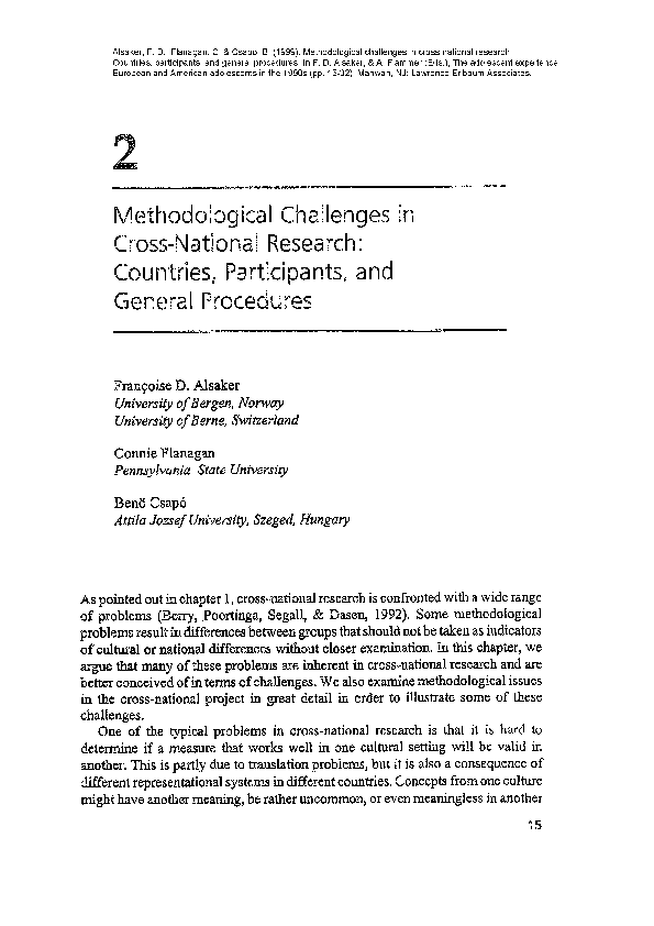 (PDF) Methodological challenges in cross-national research: Countries ...