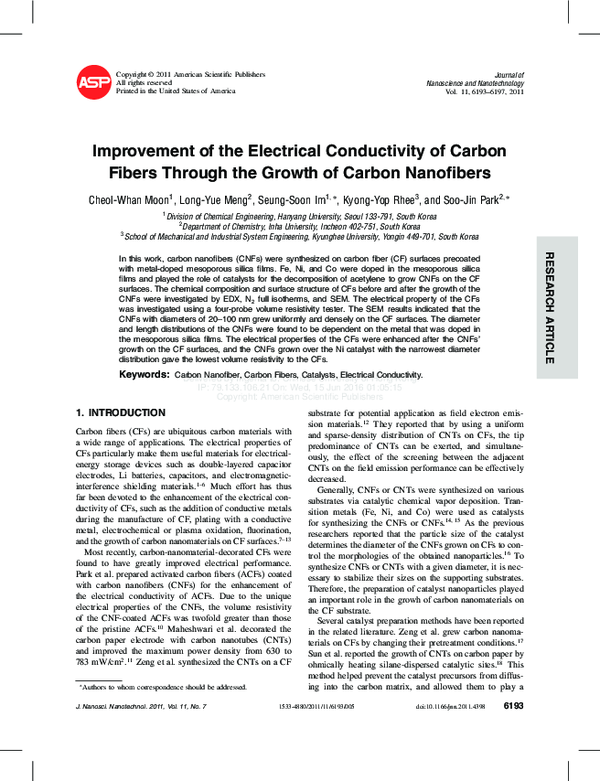 (PDF) Improvement of the Electrical Conductivity of Carbon Fibers ...