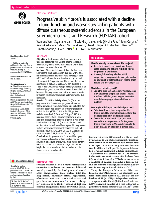 (PDF) Progressive skin fibrosis is associated with a decline in lung ...