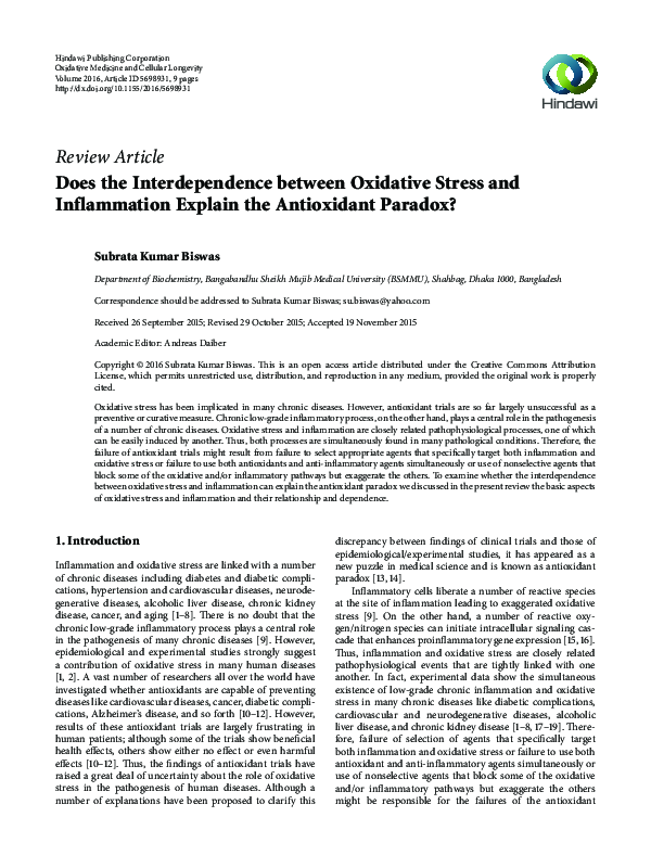 (PDF) Does the Interdependence between Oxidative Stress and ...