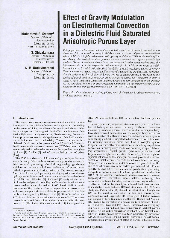 (PDF) Effect of Gravity Modulation on Electrothermal Convection in a ...