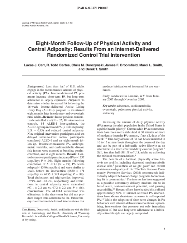 (PDF) Eight-Month Follow-Up of Physical Activity and Central Adiposity ...