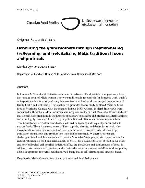 (PDF) Honouring the grandmothers through (re)membering, (re)learning ...