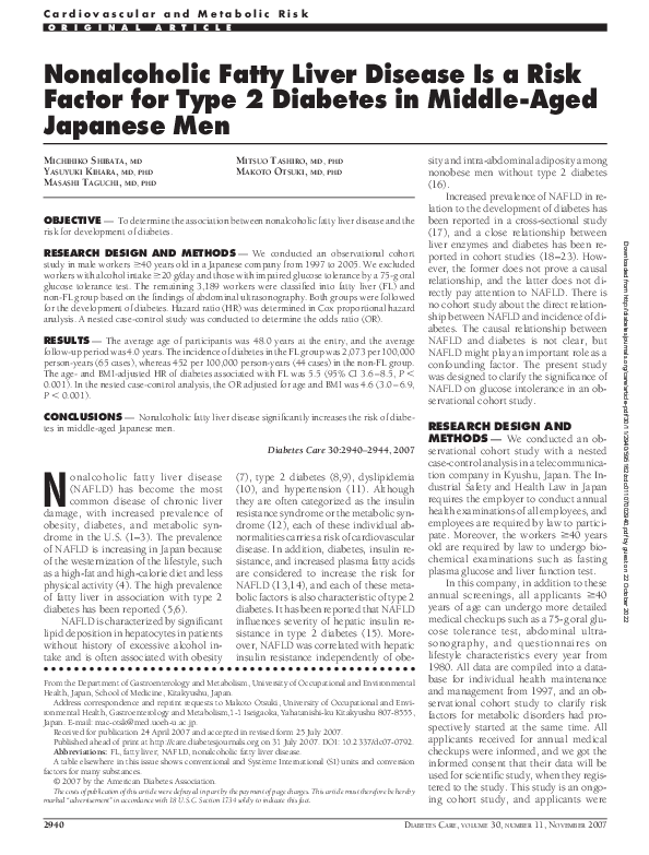 (PDF) Nonalcoholic Fatty Liver Disease Is a Risk Factor for Type 2 ...