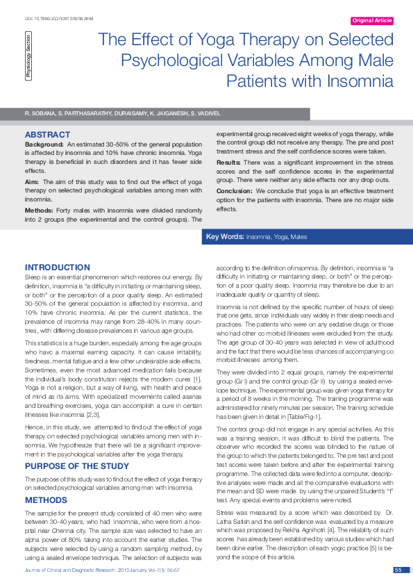 (PDF) The Effect of Yoga Therapy on Selected Psychological Variables ...