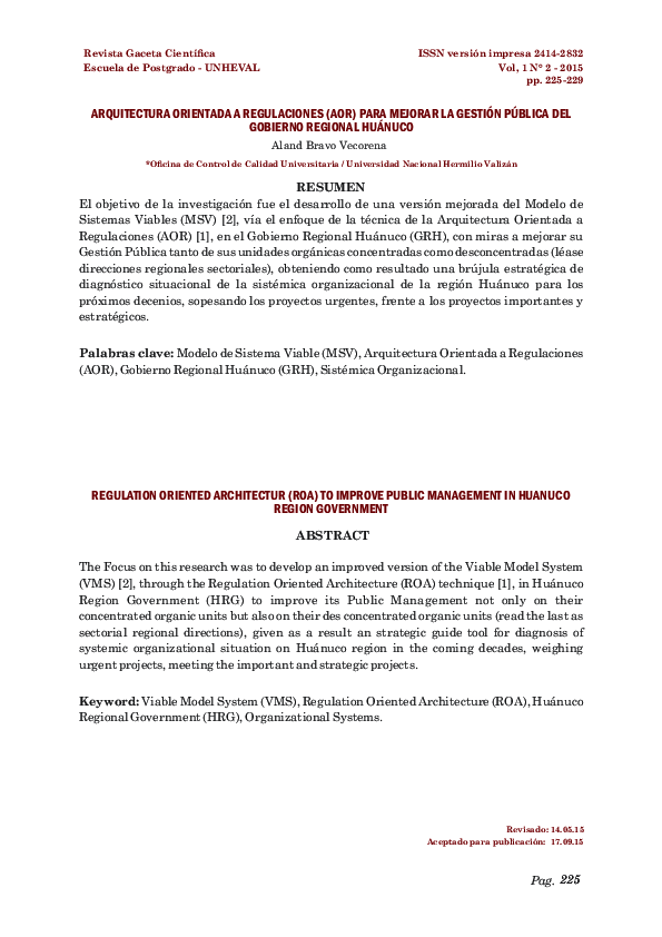 (PDF) Arquitectura orientada a regulaciones (AOR) para mejorar la ...