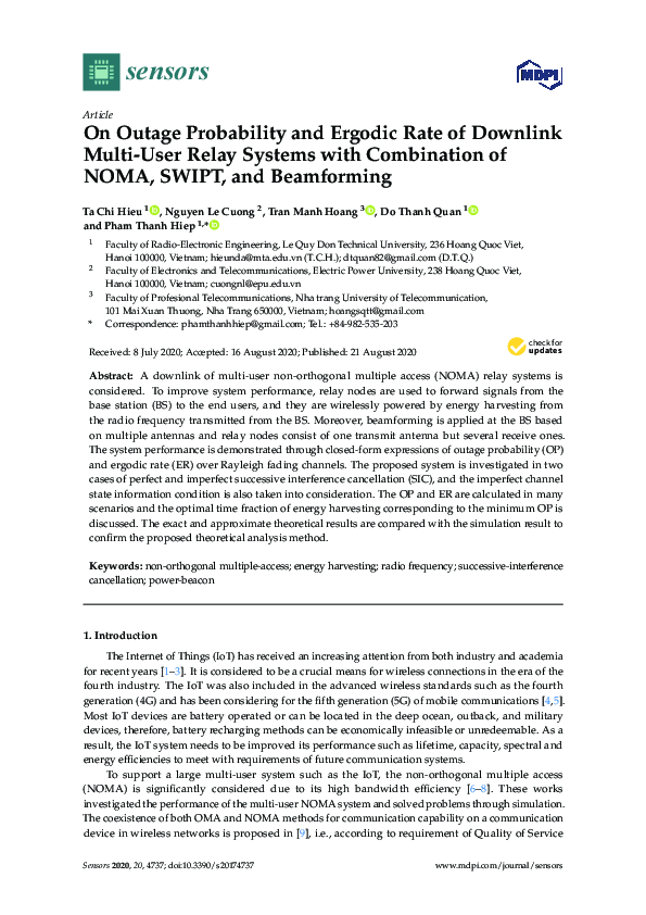 (PDF) On Outage Probability and Ergodic Rate of Downlink Multi-User ...