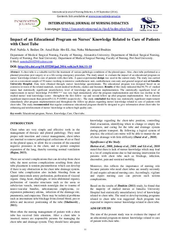 (PDF) Impact of an Educational Program on Nurses' Knowledge Related to ...