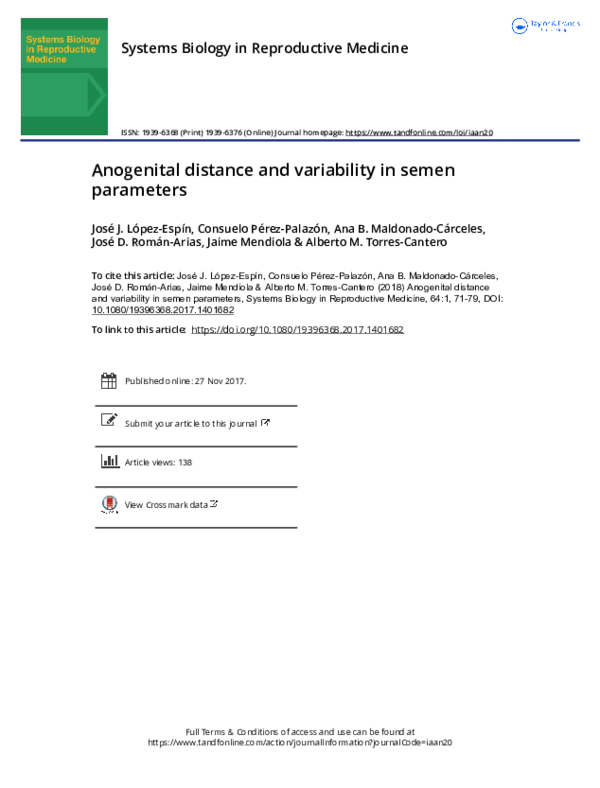 (PDF) Anogenital distance and variability in semen parameters