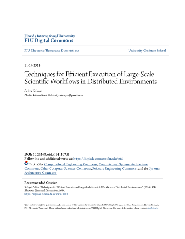 (PDF) Techniques for Efficient Execution of Large-Scale Scientific ...