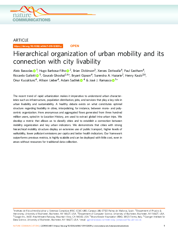 (PDF) Hierarchical organization of urban mobility and its connection ...