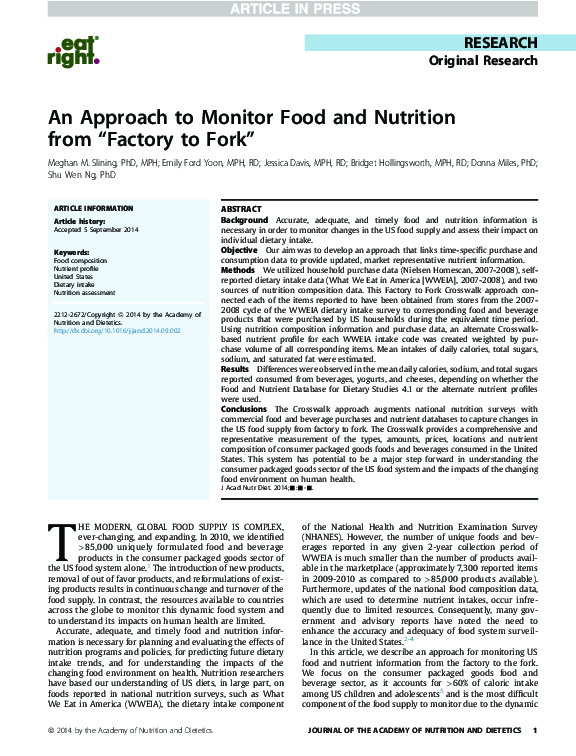 (PDF) An approach to monitor food and nutrition from 