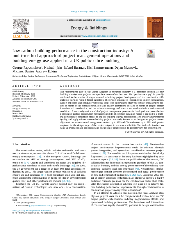 Picture of (PDF) Low carbon building performance: A multi-method approach of ...