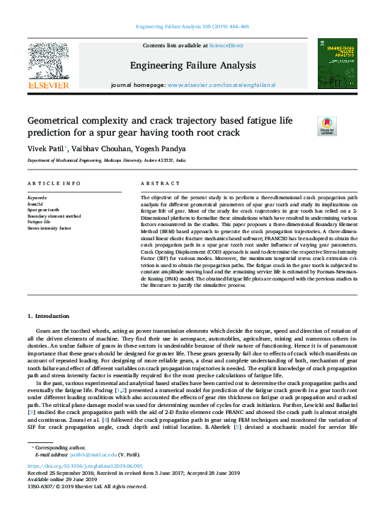 (PDF) Geometrical complexity and crack trajectory based fatigue life ...