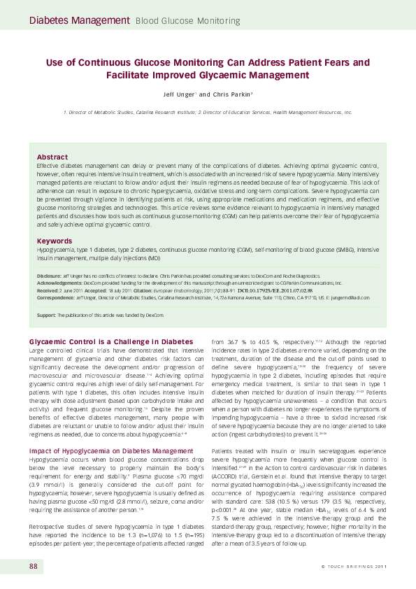 (PDF) Use of Continuous Glucose Monitoring Can Address Patient Fears ...