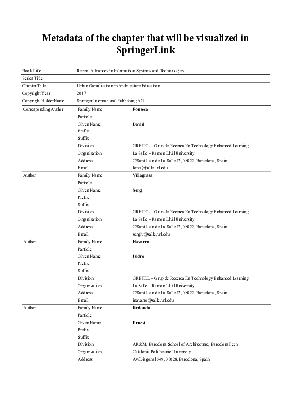 (PDF) Urban Gamification in Architecture Education David Fonseca