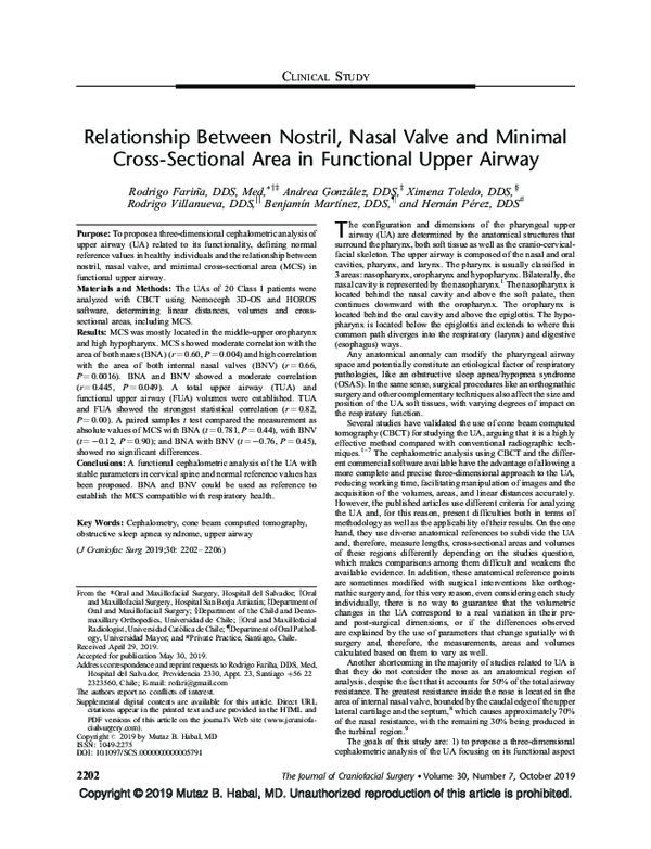 (PDF) Relationship Between Nostril, Nasal Valve and Minimal Cross ...