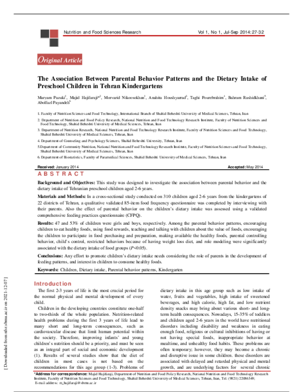(PDF) The Association Between Parental Behavior Patterns and the ...