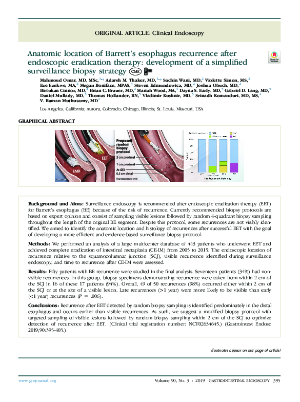 (PDF) Anatomic location of Barrett’s esophagus recurrence after