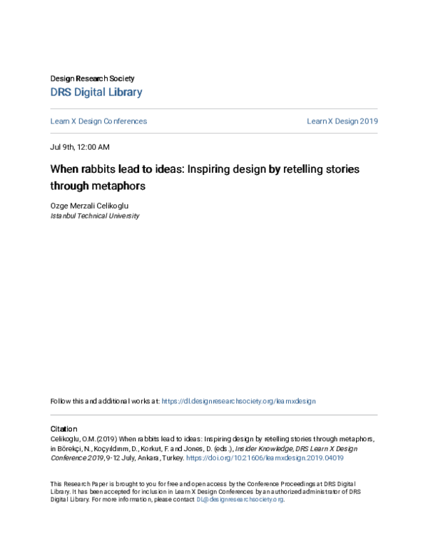 (PDF) When rabbits lead to ideas: Inspiring design by retelling stories ...