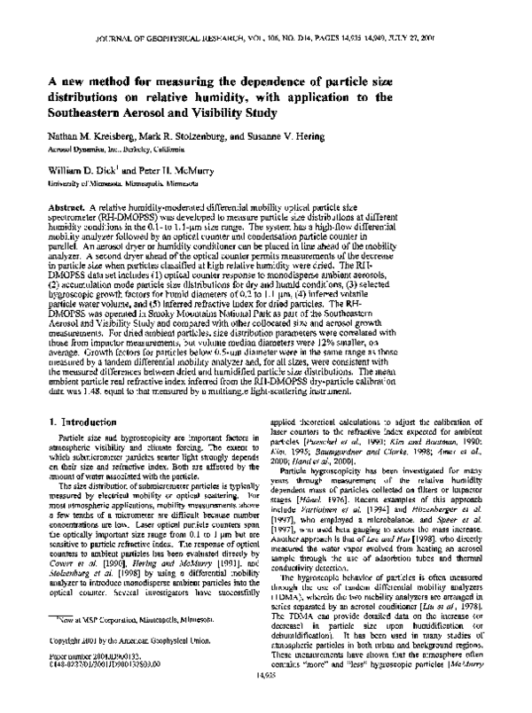 (PDF) A new method for measuring the dependence of particle size ...
