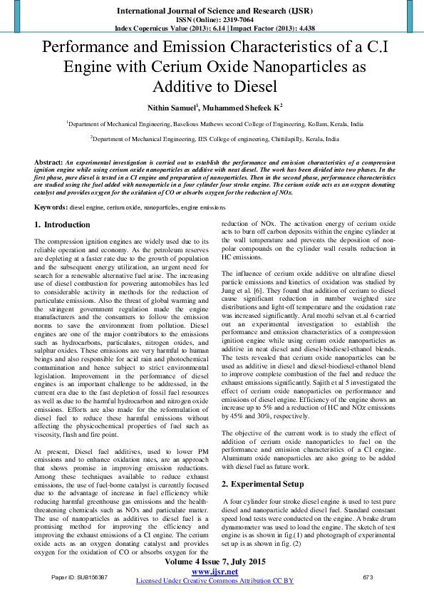 (PDF) Performance and Emission Characteristics of a C.I Engine with ...