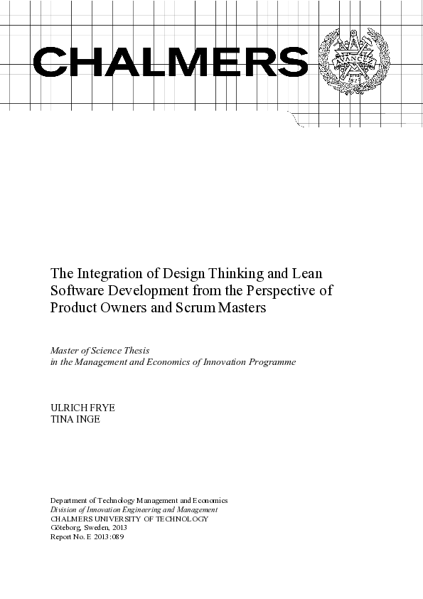 (PDF) The Integration of Design Thinking and Lean Software Development ...