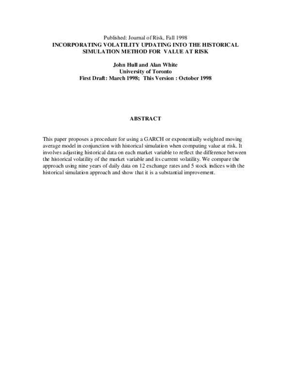 (PDF) Incorporating volatility updating into the historical simulation ...