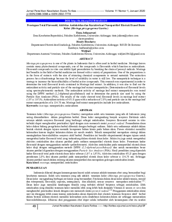 (PDF) Total Flavonoid, Aktivitas Antioksidan dan