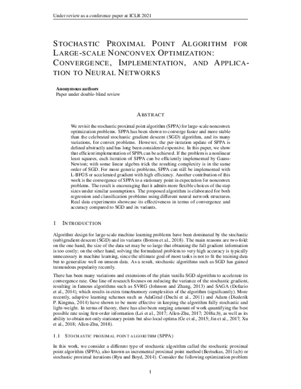 (PDF) Stochastic Proximal Point Algorithm for Large-scale Nonconvex ...